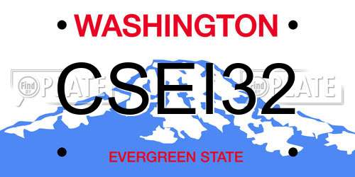 CSEI32 Washington License Plate
