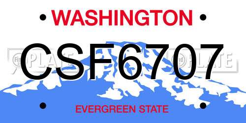 CSF6707 Washington License Plate