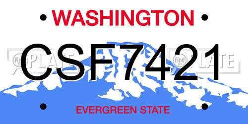 CSF7421 Washington License Plate