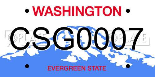 CSG0007 Washington License Plate