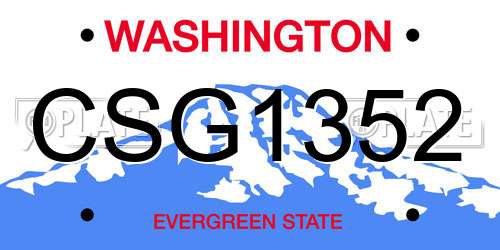 CSG1352 Washington License Plate