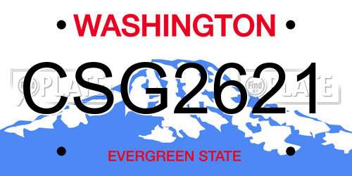 CSG2621 Washington License Plate