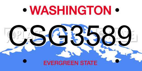 CSG3589 Washington License Plate