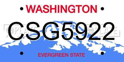 CSG5922 Washington License Plate
