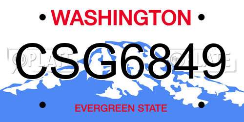CSG6849 Washington License Plate