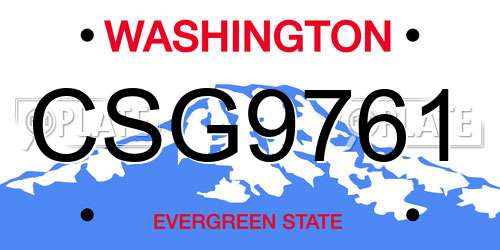 CSG9761 Washington License Plate