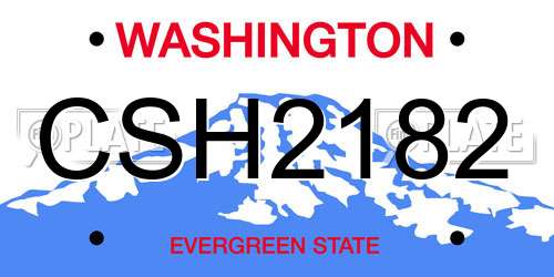 CSH2182 Washington License Plate