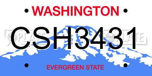 CSH3431 Washington License Plate