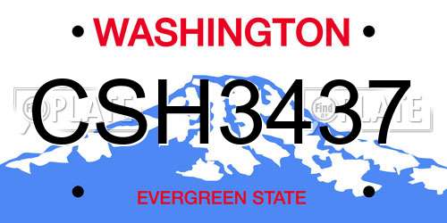 CSH3437 Washington License Plate