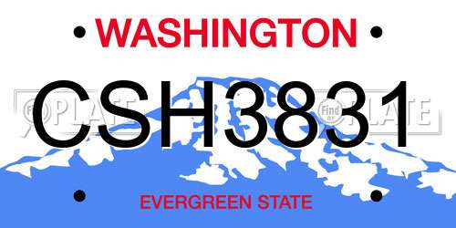 CSH3831 Washington License Plate
