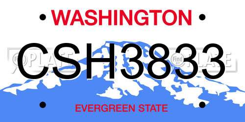 CSH3833 Washington License Plate