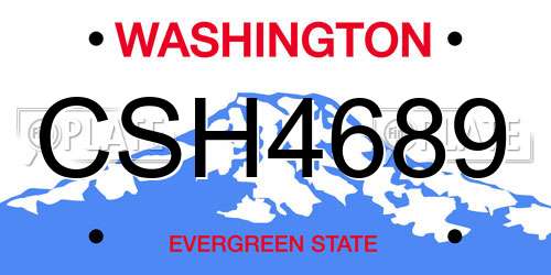 CSH4689 Washington License Plate