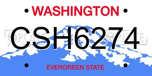 CSH6274 Washington License Plate