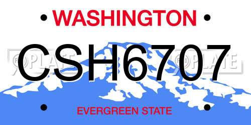 CSH6707 Washington License Plate