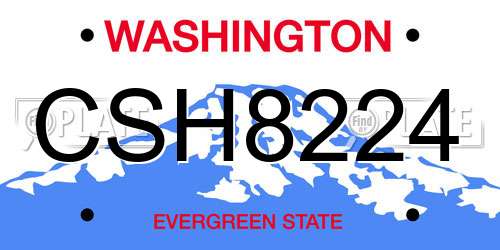 CSH8224 Washington License Plate