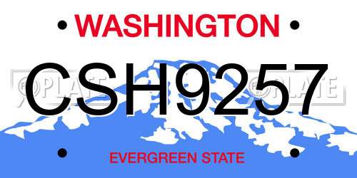 CSH9257 Washington License Plate