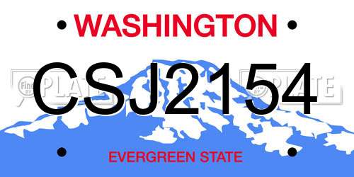 CSJ2154 Washington License Plate