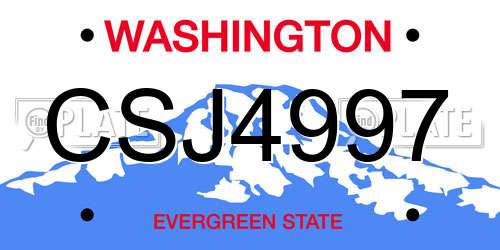 CSJ4997 Washington License Plate