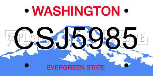 CSJ5985 Washington License Plate