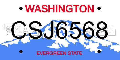 CSJ6568 Washington License Plate
