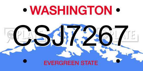 CSJ7267 Washington License Plate