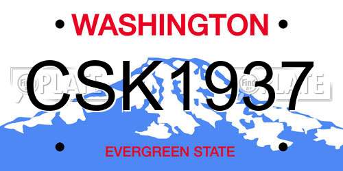CSK1937 Washington License Plate