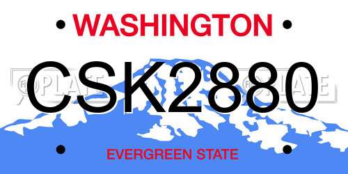 CSK2880 Washington License Plate