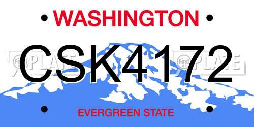 CSK4172 Washington License Plate