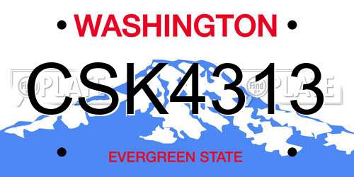 CSK4313 Washington License Plate