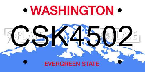 CSK4502 Washington License Plate