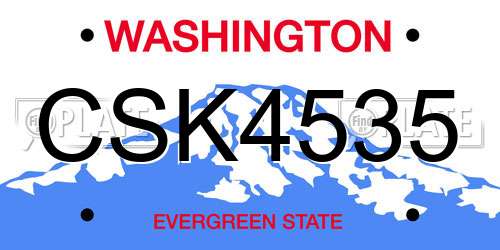 CSK4535 Washington License Plate