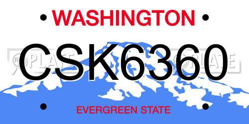 CSK6360 Washington License Plate