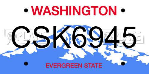 CSK6945 Washington License Plate