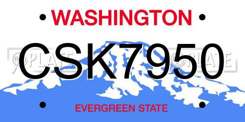 CSK7950 Washington License Plate