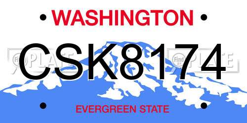 CSK8174 Washington License Plate