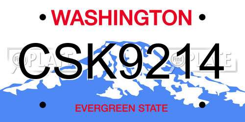 CSK9214 Washington License Plate