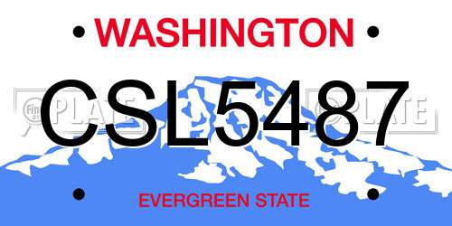 CSL5487 Washington License Plate