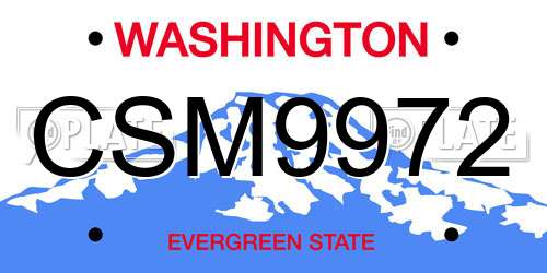 CSM9972 Washington License Plate