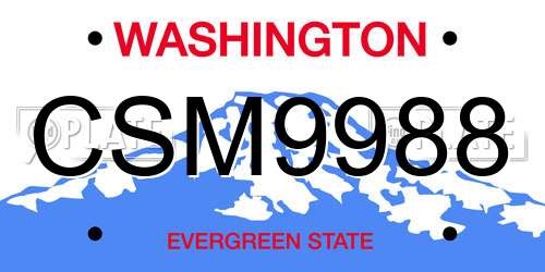 CSM9988 Washington License Plate