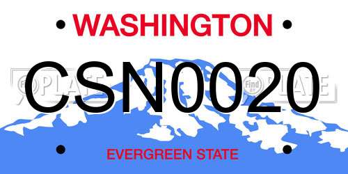 CSN0020 Washington License Plate