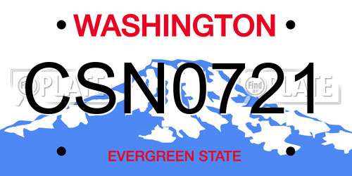 CSN0721 Washington License Plate