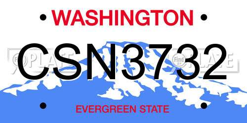 CSN3732 Washington License Plate