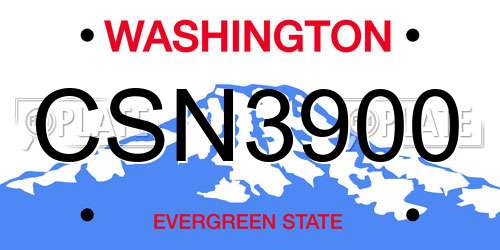 CSN3900 Washington License Plate