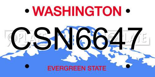 CSN6647 Washington License Plate