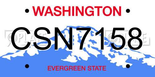 CSN7158 Washington License Plate