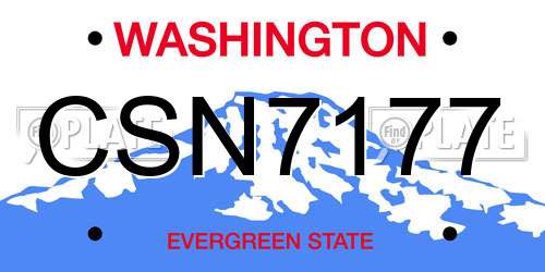 CSN7177 Washington License Plate