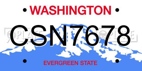CSN7678 Washington License Plate