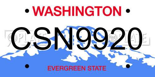CSN9920 Washington License Plate