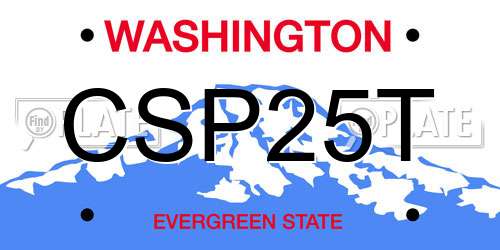 CSP25T Washington License Plate