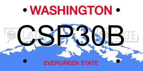 CSP30B Washington License Plate